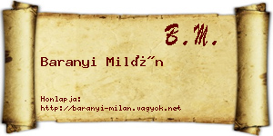 Baranyi Milán névjegykártya